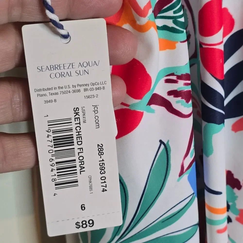 NEW Sonnet Shores Floral Swimsuit Dress Womens 6 Tropical Beach